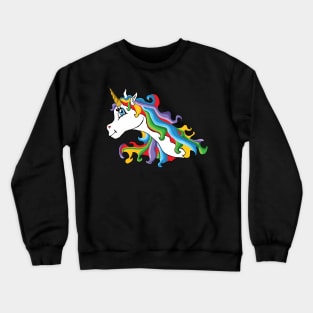 Colourful unicorn with rainbow coloured mane Crewneck Sweatshirt